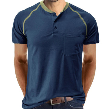 AIDASE  -  Summer High Quality Cotton Henley T-shirts Mens Casual Short Sleeve Tee Shirts Pullover Tops Henry Fashion Streetwear aidase-shop